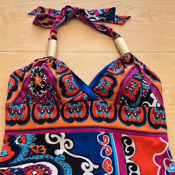 Cache Scarf Print Halter Dress Sz 6 - Picture 7 of 17